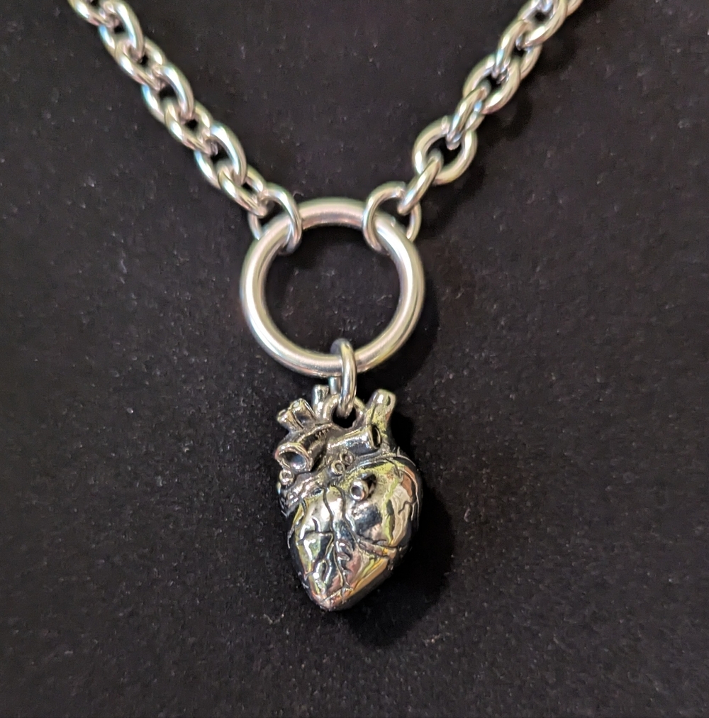 Gothic Anatomical Heart Stainless Steel Pendant Necklace